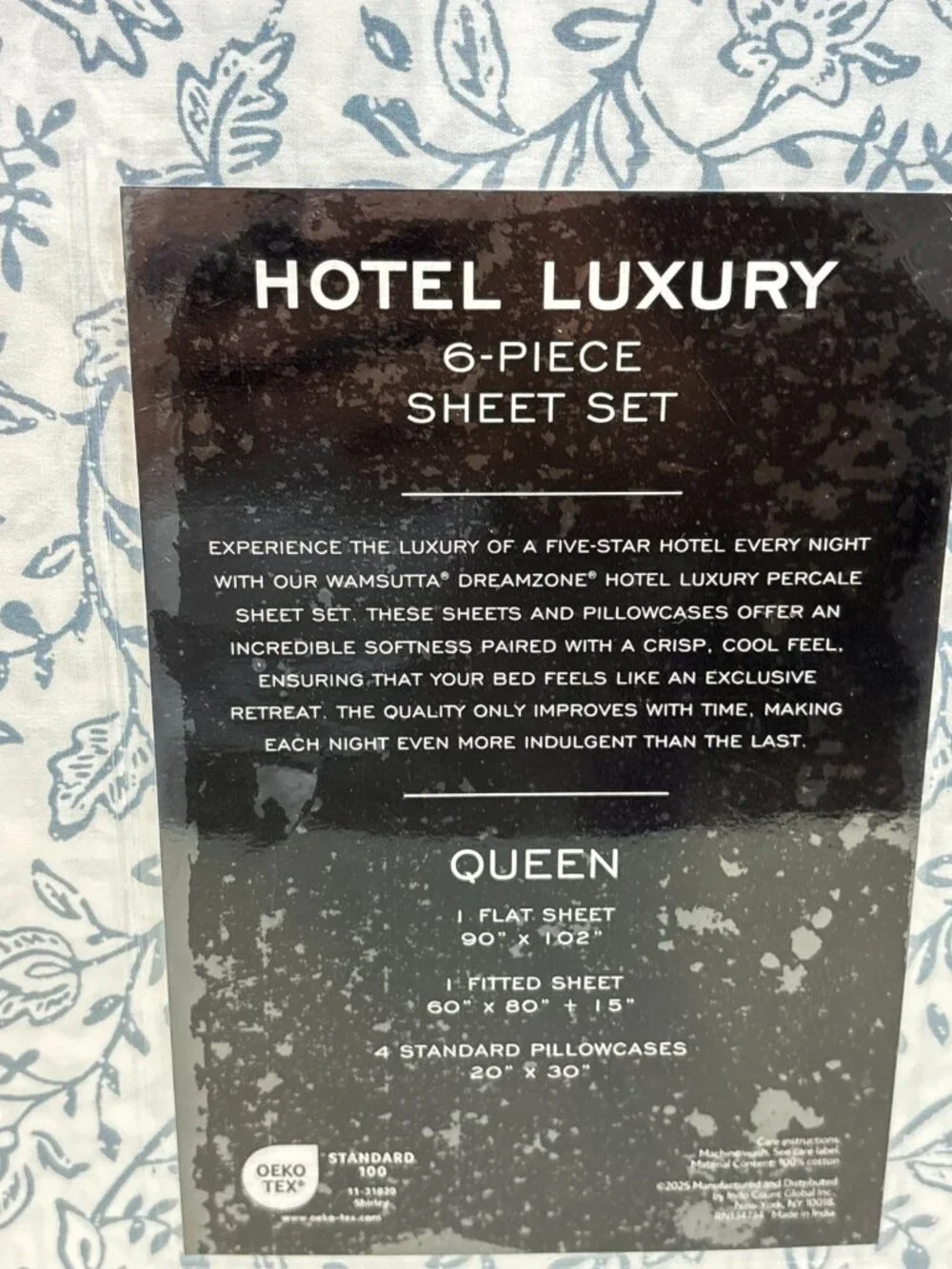 Wamsutta Dream Zone Hotel Luxury QUEEN Sheet Set White Floral Cotton Percale 6PC